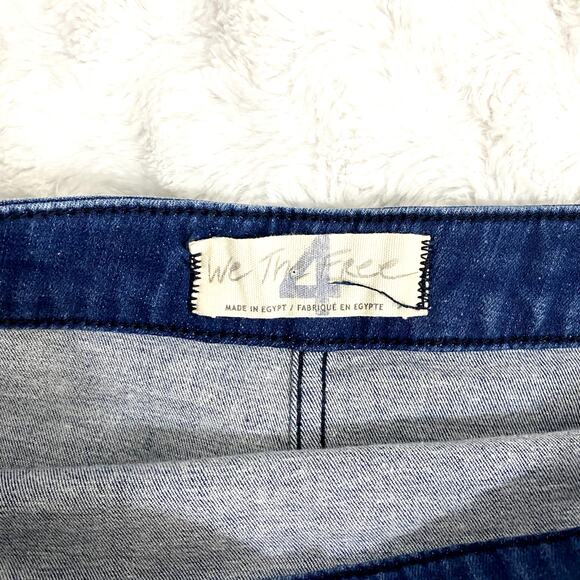 Free People Blue Indigo Button-front Asymmetrical Notched Denim Mini Skirt 4 - Picture 6 of 9